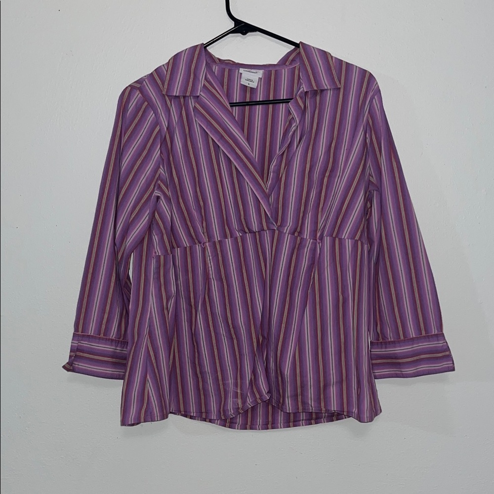 Motherhood Purple and Pink Striped Blouse